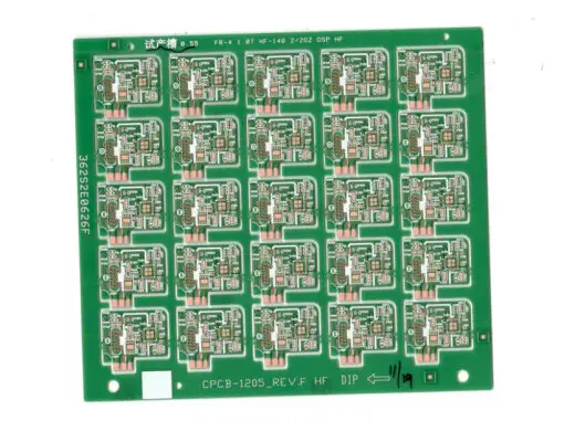 OSP工艺配套小板 2层1.0mm 0.15/0.1mm线宽线距 0.3mm孔 70um铜